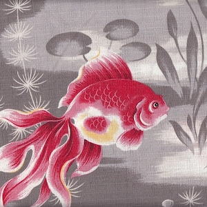 22.90 Eur/meter Japan fabric traditional cotton dobby 50 cm x 110 cm goldfish large grey C3507a