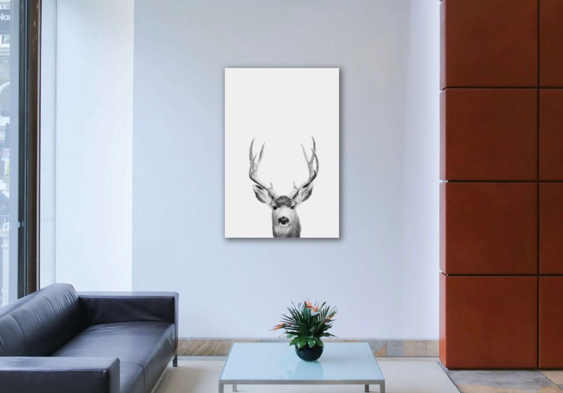 mule deer wall art Animal horns print extra large canvas print minimalist wall art modern wildlife art oversize wall art Colorado art
