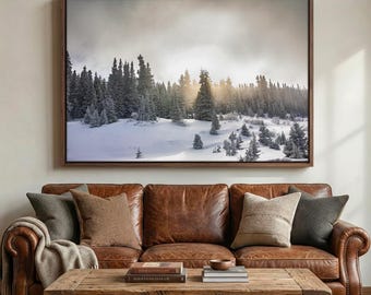 Snowy Pine Tree Canvas Print - Colorado Winter Wall Art