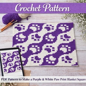 Repeating Paw Print Alpha Graphgan Crochet Pattern – PDF Download