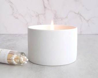 Ceramic Candle | Ceramic Soy Candle, White Matte Ceramic Candle, Modern Candle