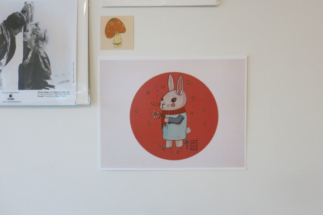 Satin Cardstock Art Print spring Bunny Etsy