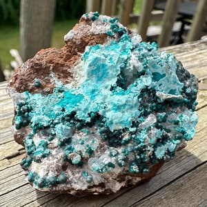 Rosasite with Calcite from Ojuela Mine Mexico