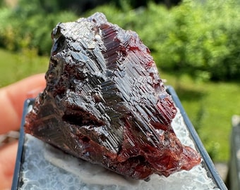 Etched Red Spessartine Garnet Crystal from Brazil