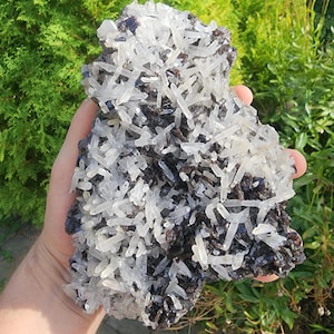 Large Gemmy Axinite with Fine Quartz Points Mineral Specimen China