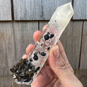 Large Quartz Point with Sphalerite and Hematite from China