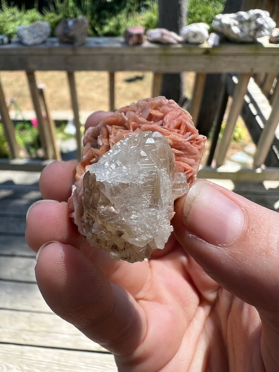 Cerussite on Barite from Morocco