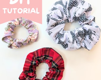 Mönster och handledning för scrunchie-sömnad | Nybörjar-gör-det-själv-håraccessoarer (PDF-nedladdning)