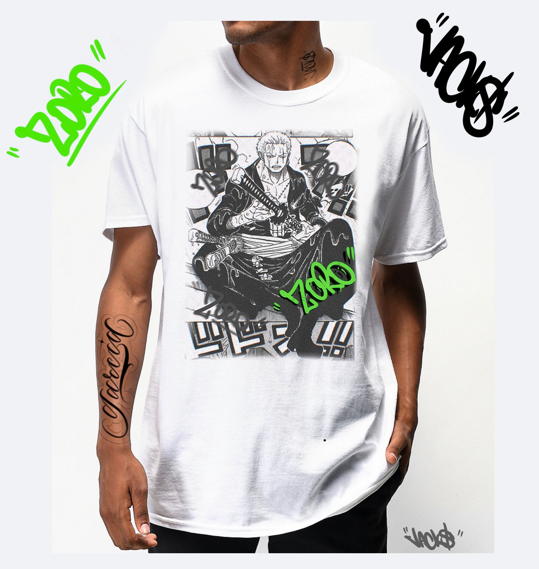 One Piece Zoro Anime Shirt, Men's Fashion, Tops & Sets, Tshirts