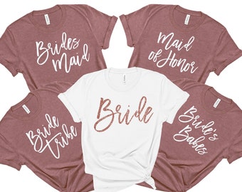 Popular Personalized Bachelorette Party Shirts Mauve Bridesmaids T-shirt Maid of Honor Team Bride Mother of the Bride Shirts Bride's Babe