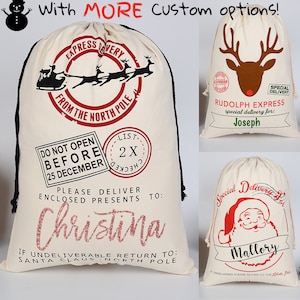 Custom Name Christmas Santa Sack, Personalized Christmas Gift Bag for Kids and Adults, Customized Santa Bag Christmas Custom Stocking Sack