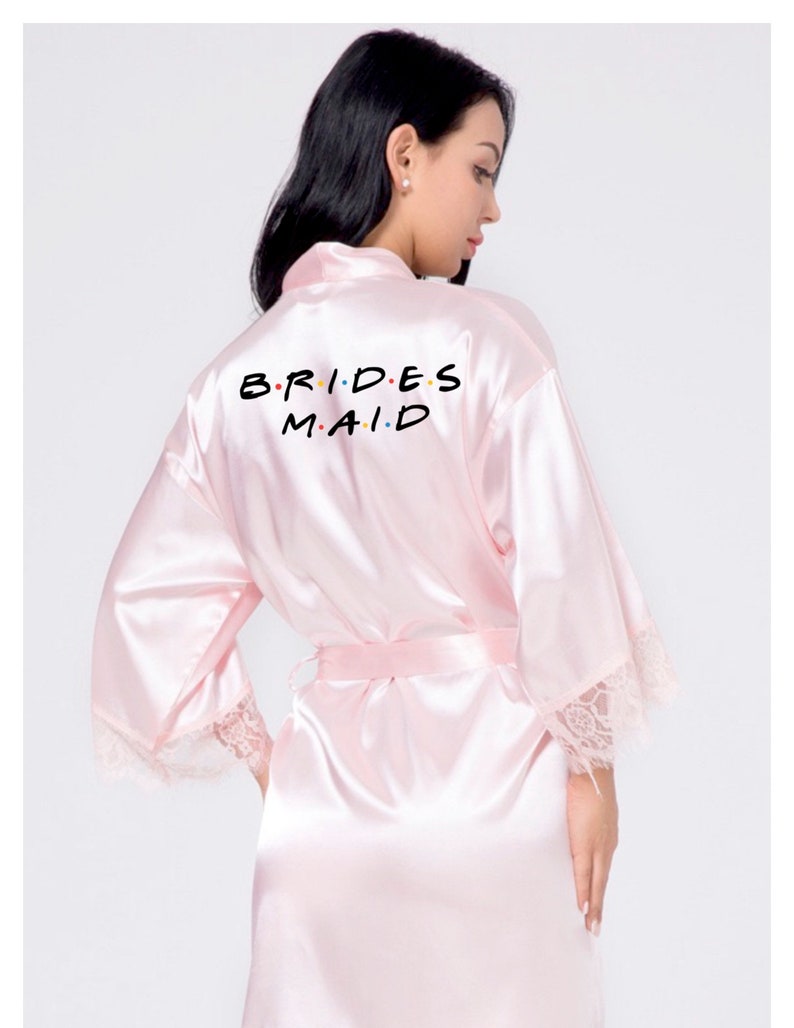 Friends Bridesmaid Robes, Bridesmaid Robes, Bridal Party Robes, Satin Robes, Wedding Robes, Bridesmaid Gifts, custom robes, Dressing gown, image 8