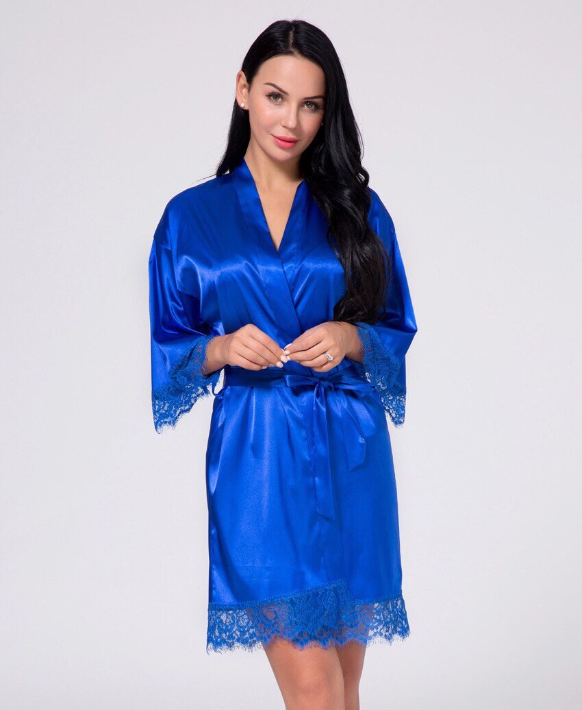 Royal Blue Bridesmaid Robes Royal Blue Satin Robes Royal Lace Robes Bridesmaid Gift Royal Wedding Robes Bridal Party Robe dressing Gown Etsy