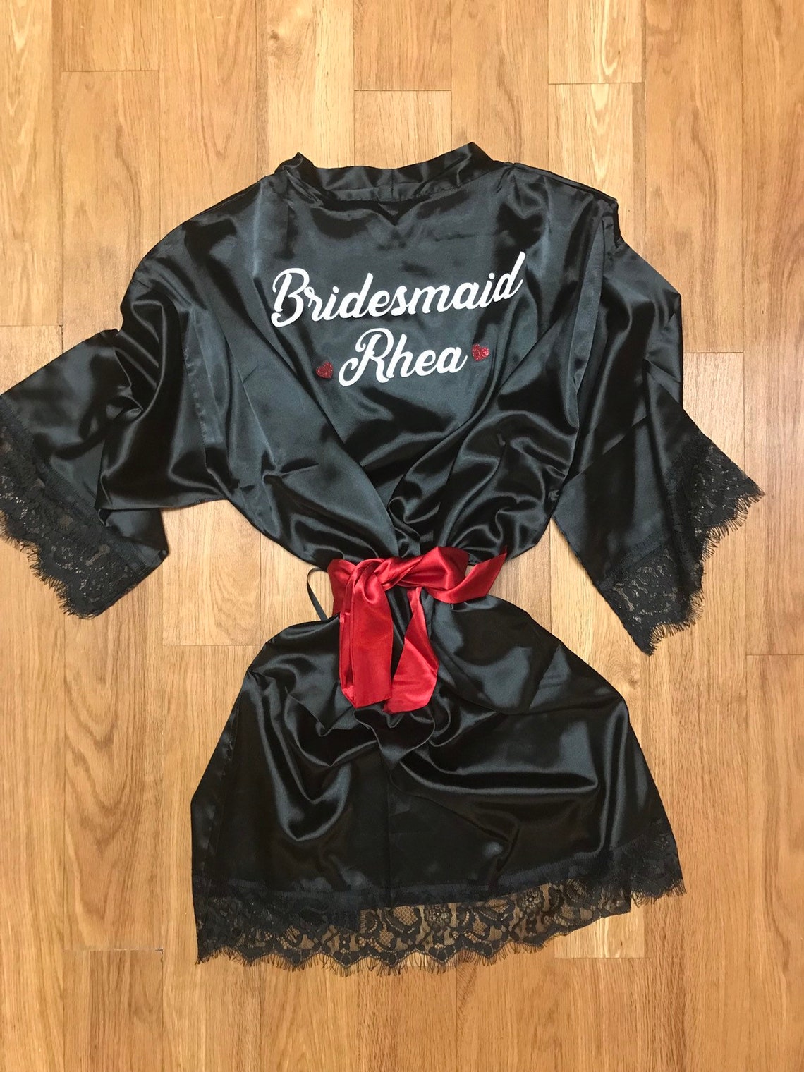Black Bridesmaid Robes Black Satin Robes Black Lace Robes Etsy