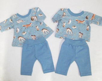 2 pcs. Longsleeve - or tunic - Set "Forest Animals" Gr. 43 doll clothes