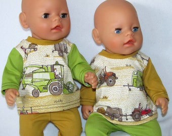 2-piece doll set "Farm vehicles" size 43 lillestoff/Stoff & Liebe doll clothes