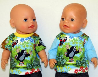 2 pcs. T-Shirt - or Longsleeve - Set "The Little Mole - Hello Spring" Gr. 43 doll clothes fabric & love