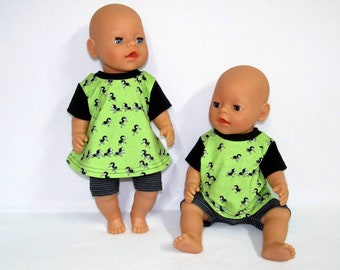 2 pcs. T-shirt or tunic set "Cheeky Ants" size. 43 doll clothes fabric & love