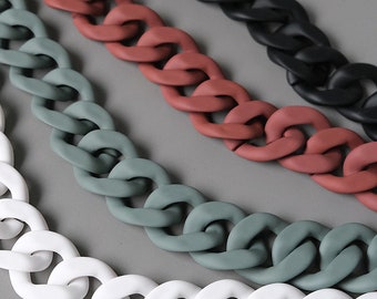 EXCEART Purse Chain Strap Acrylic Flat Handbag Chain Vintage Clutch Bag Linking Ring Replacement with Metal Buckle for DIY Craft Jewelry Chocolate