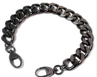 Black Metal Chain for Handbag Purse Shoulder Cross Body Replacement Chain Strap Accessories with Alloy Buckles Lokunn 47 Fashion DIY Flat Chain Strap