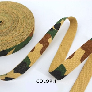 2 Color, 1 Inch Wide Camouflage Cotton Webbing Heavy Duty Bag handles, bag strap for tote bag Upholstery Webbing ,JD-1251