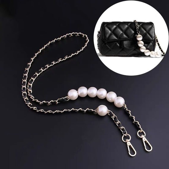 High Quality Silver Purse Strap Chain With Pearl, Metal Shoulder Handbag  Chain Strap, Bag Handle Replacement, Crossbody Pouches Clutch Chain 