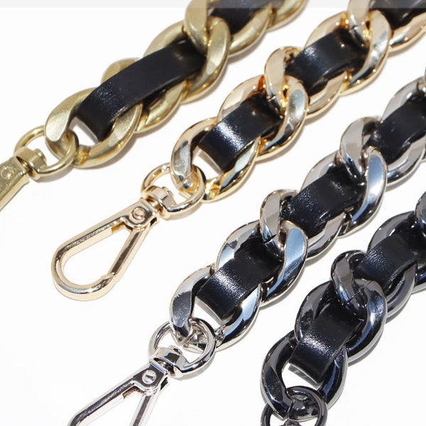 20mm High Quality Purse Real Leather Chain,Alloy and Leather, Metal Shoulder Handbag Strap,Bag Strap, Bag Accessories, JD-2428
