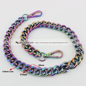 17MM, Rainbow High Quality Purse Chain, Metal Shoulder Handbag Strap, Replacement Handle Chain, Metal Crossbody Bag Chain Strap,JD-873-1