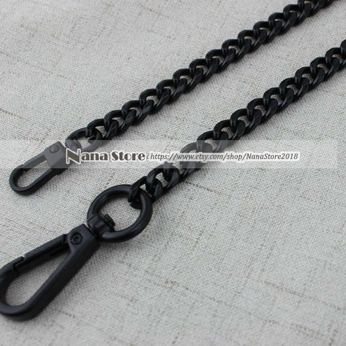 High Quality Purse Chain Black Leather Strap Metal Shoulder Etsy