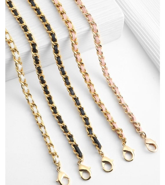 5 Color,8mm 24K Gold Plated High Quality Purse Chain,copper and Caviar  Leather, Metal Shoulder Handbag Strap,bag Accessories, JD-65 