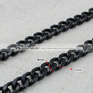 8mm Black High Quality Purse Chain Strap,Alloy and Iron,Metal Shoulder Handbag Strap,Purse Replacement Chains,bag accessories, JD-872 image 7