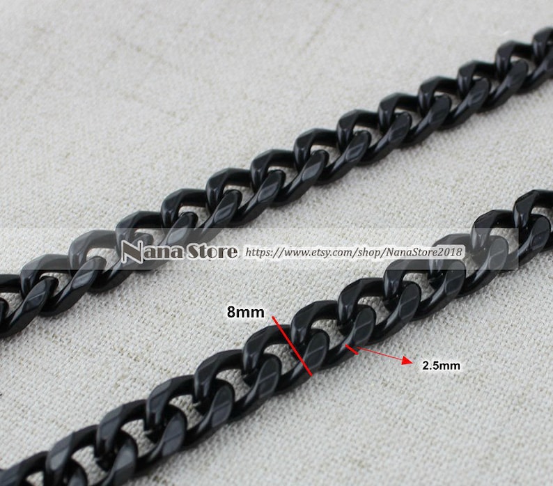 8mm Black High Quality Purse Chain Strap,Alloy and Iron,Metal Shoulder Handbag Strap,Purse Replacement Chains,bag accessories, JD-872 image 7