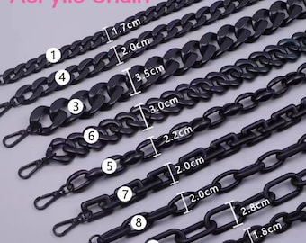 Matte Black Acrylic High Quality Purse Chain,Metal Shoulder Handbag Strap,Replacement Handle Chain, Metal Crossbody Bag Chain Strap LD-1554