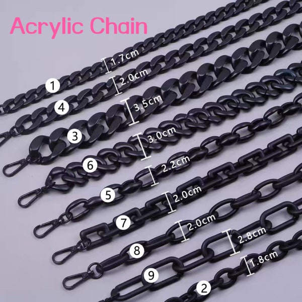 Matte Black Acrylic High Quality Purse Chain,Metal Shoulder Handbag Strap,Replacement Handle Chain, Metal Crossbody Bag Chain Strap LD-1554