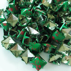 PACK of 200 Green Graffiti 9mm Pyramid Rivets Studs Leather Studs Leather Craft Decorative Rivet, M-051