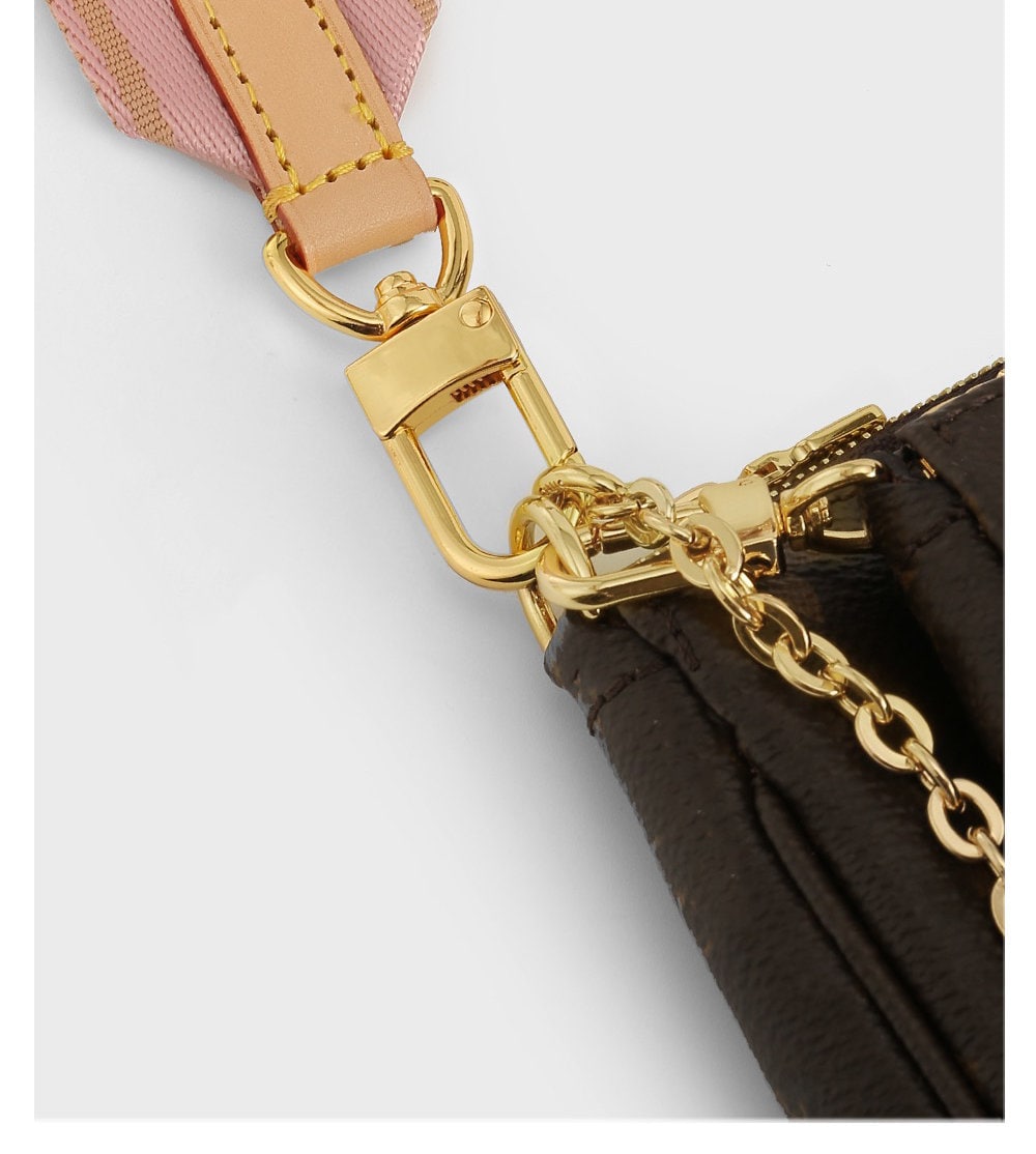  OGHEMP Bag Transformation for Longchamp Straps Punch-Free Long  Real Leather Wide Shoulder Strap Crossbody Strap Bag Accessories (Color :  Gold Black)