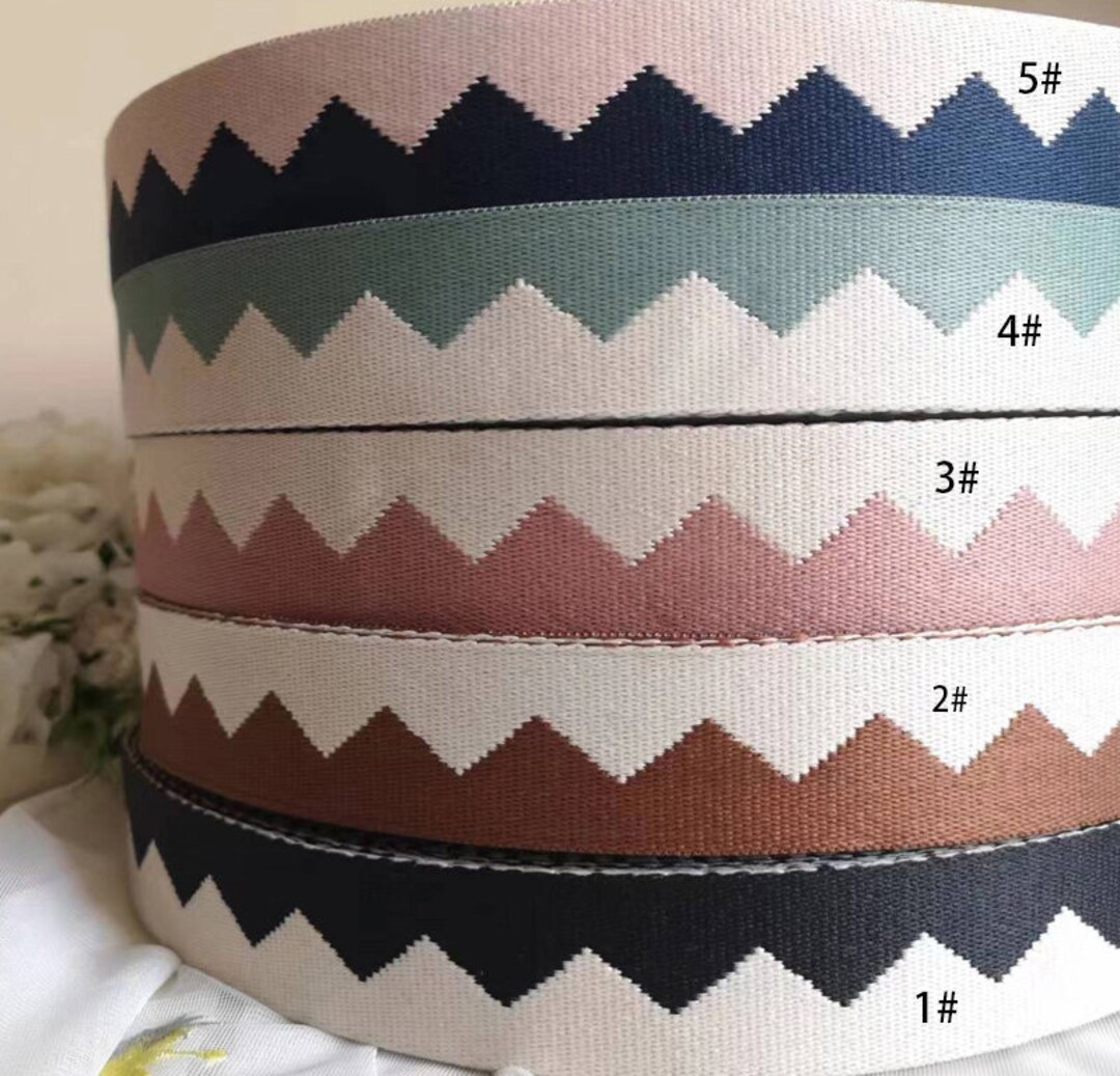 5 Color, 1 1/2 Inch Wide Cotton Polyester Jacquard Embroidery Webbing ...