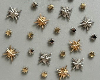 PACK of 5 Metal Gold Stars Rivets Studs Leather Studs Leather Craft Decorative Rivet, M-082