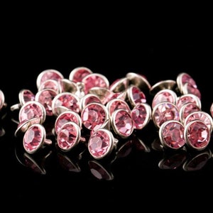 PACK of 20 Pink Rhinestone Round Rivets Studs Leather Studs Leather Craft Decorative Rivet, M-011