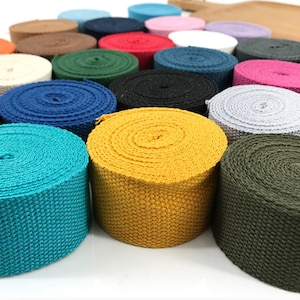 25 Color, 2 Inch Cotton Webbing  Heavy Duty Bag handles, bag strap for tote bag Upholstery Webbing ,JD-508