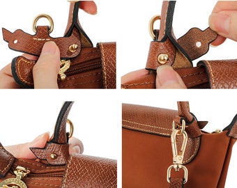 High Quality Leather Wrapping,Fit "MINI Longchamp bag"Leather Shoulder Handbag Strap,Replacement Handle,Metal Crossbody Bag Strap LD-3549
