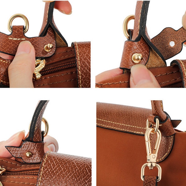 High Quality Leather Wrapping,Fit "MINI Longchamp bag"Leather Shoulder Handbag Strap,Replacement Handle,Metal Crossbody Bag Strap LD-3549