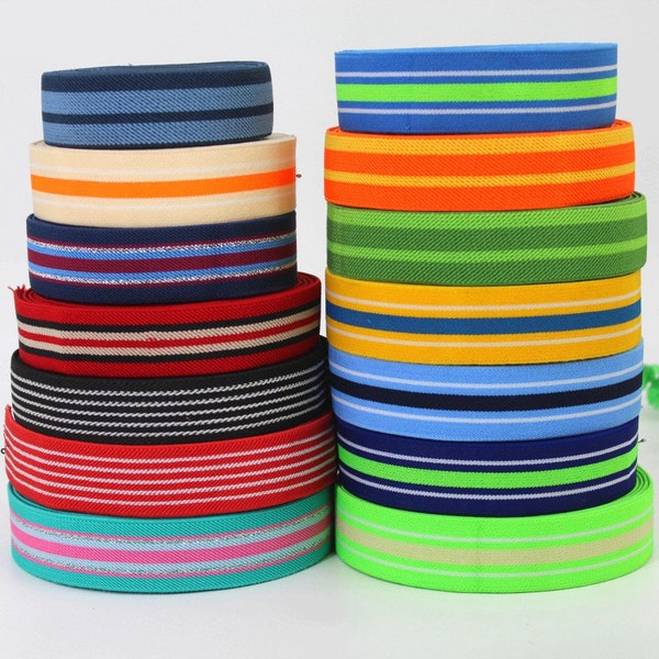 14 Color, 1 1/5” Wide Rainbow Stripe  High Elastic Woven Webbing Bag Handles ,Bag Strap For Tote Bag Upholstery Webbing ,JD-1238