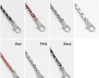 6 Color,8mm 24K Silver Plated High Quality Purse Chain,Copper and Leather, Metal Shoulder Handbag Strap,Bag Strap, Bag Accessories, JD-1661