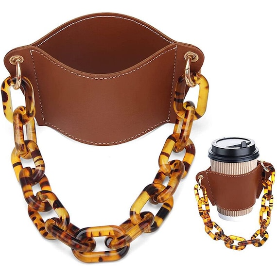 Coffee Cup Sleeve With Chain Strap, Drink Carrier for Coffee