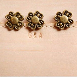 PACK of 3 Brass Clover Rivets Studs Leather Studs Leather Craft Decorative Rivet, M-176