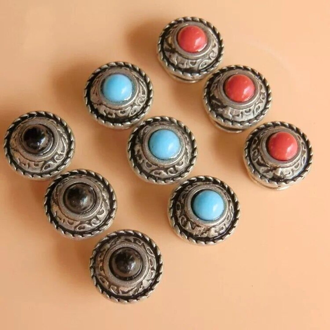 Lot De 60 Clous Strass Rivets Décoratifs 6 Mm - Cuivre, Bleu, Pour Cuir, Tissu, Vêtements Punk