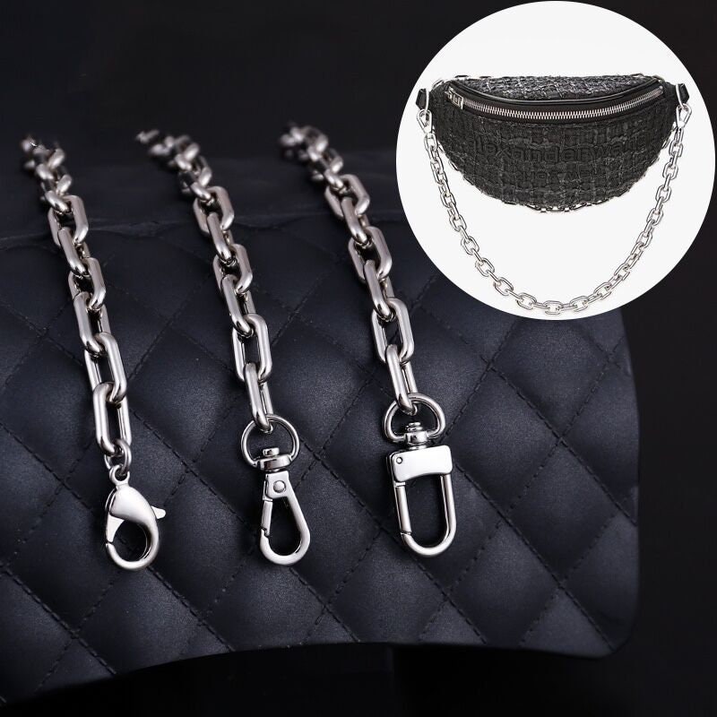 YEJI 9MM Width Iron Flat Silver Chain Strap Handbags Replacement Chains for Clutch Satchel