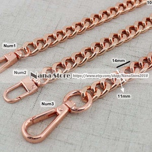 11MM, Rose gold High Quality Purse Chain, Metal Shoulder Handbag Strap, Replacement Handle Chain, Metal Crossbody Bag Chain Strap,JD-869