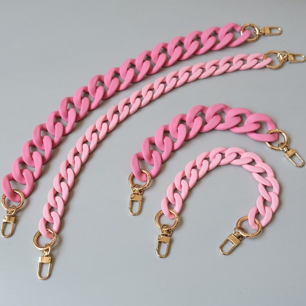 Rubber Pink Acrylic High Quality Purse Chain,Metal Shoulder Handbag Strap,Replacement Handle Chain,Metal Crossbody Bag Chain Strap LD-2480